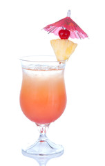 Red alcohol tequila sunrise or cosmopolitan cocktail