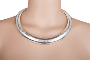 Silver statement necklace on a mannequin
