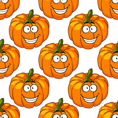 Happy smiling fresh pumpkin seamless pattern
