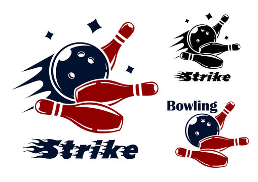Bowling icons and symbols