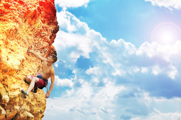 muscular man climbing