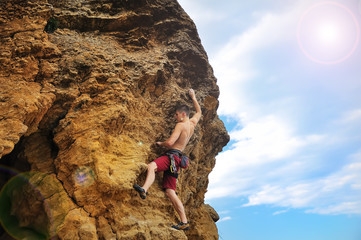 Tourist climbing