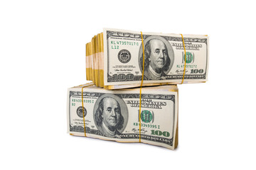 American dollar stack isolated on the white