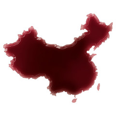 A pool of blood (or wine) that formed the shape of China. (serie