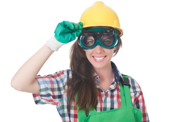 Fototapeta premium Woman wearing goggles in safety concept
