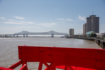 New Orleans - Paddlewheel, Bridge and Buildings