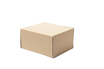 Brown paper box on white background.