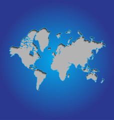 World map on blue background