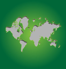 World map on green backgroun