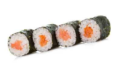 Sushi rolls isolated on a white background.