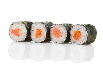 Sushi rolls isolated on a white background.