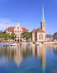 Zurich, the Lady Minster Cathedral and the City Hall