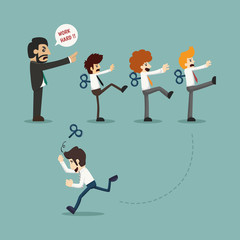 Businessmen with wind-up key