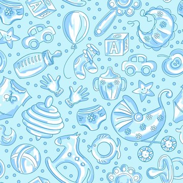 seamless pattern baby icons for boys