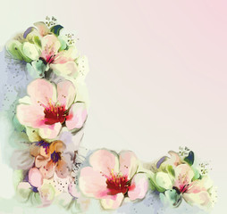 Greeting vintage floral card in pastel colors