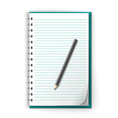 Lined notepad and pencil