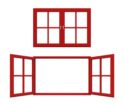 red window frame