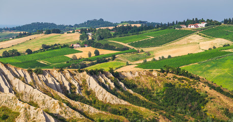 rural landscape with houses standing alone in the province of Tu