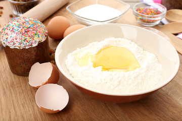 Easter cake preparing in kitchen