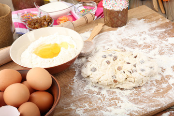 Easter cake preparing in kitchen