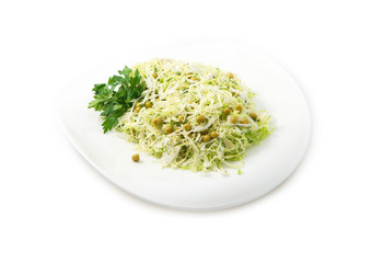 the coleslaw with green peas