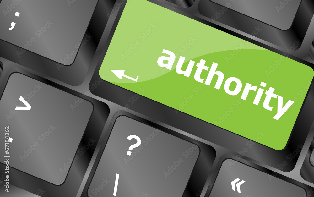 Poster authority button on computer keyboard key