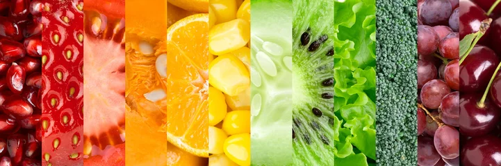 Foto op Plexiglas Collectie met verschillende groenten en fruit © seralex