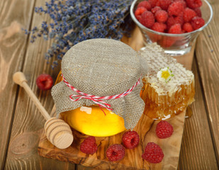 Honey in a glass jar