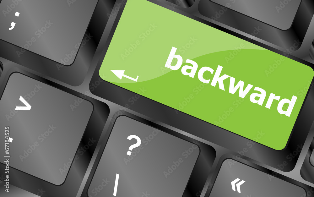 Poster backward word on computer keyboard key button