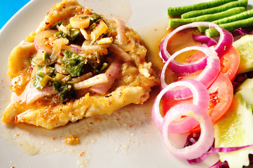 Thai style Spicy minced steamed Fish salad