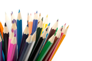 Fototapeta premium Colour pencils isolated on white background close up