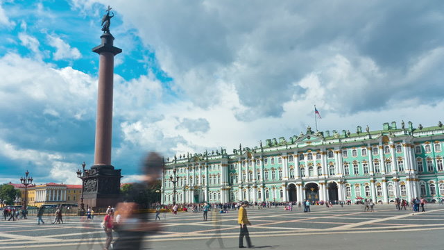 Schlossplatz. St. Petersburg. Russia. timelapse