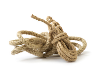 Twisted thick rope on white