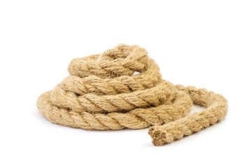 Twisted thick rope on white