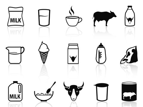 milk product icons set