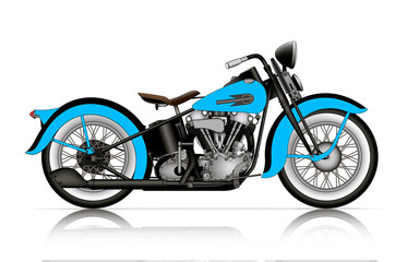 blue classic motorcycle