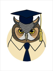 vector portrait of the scientist eagle owl