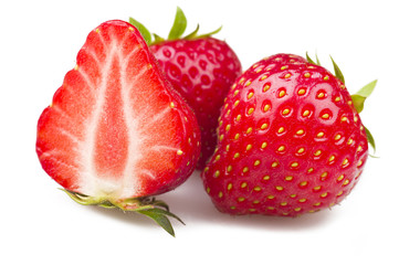 Fresh Strawberry close up on the white