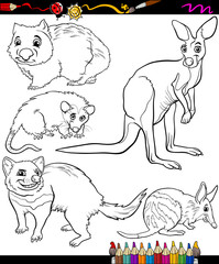 animals set cartoon coloring book