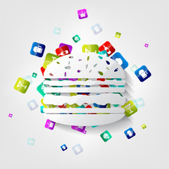 Hamburger icon. Cheeseburger symbol.