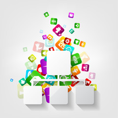 Application button.Social media.Cloud computing.