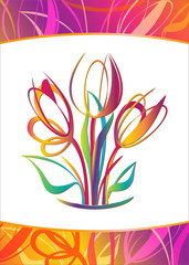 Vector Stylized Fantasy Card with Tulips