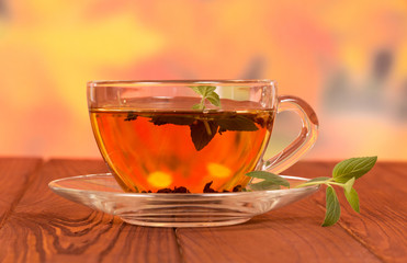 Tea mint in glass cup