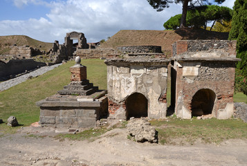 Fototapeta na wymiar Two ancient tombs in Pompeii