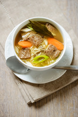 Nudel-Gemüse-Suppe mit Sojafleisch