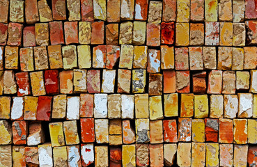 Background pile of the old bricks