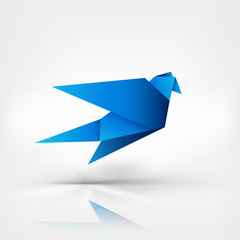 Fototapeta premium Origami paper bird on abstract background