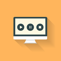 Abstract musical background with flat web icons.