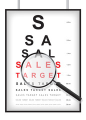Clear sales target in eyesight test concept