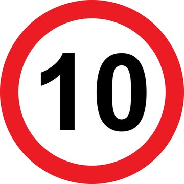 10 speed limitation road sign